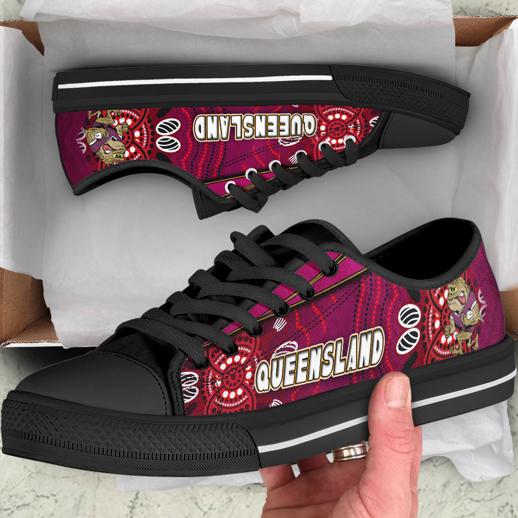 queensland-rugby-league-team-low-top-shoes-queensland-maroons-mascot-aboriginal-art-state-of-origin