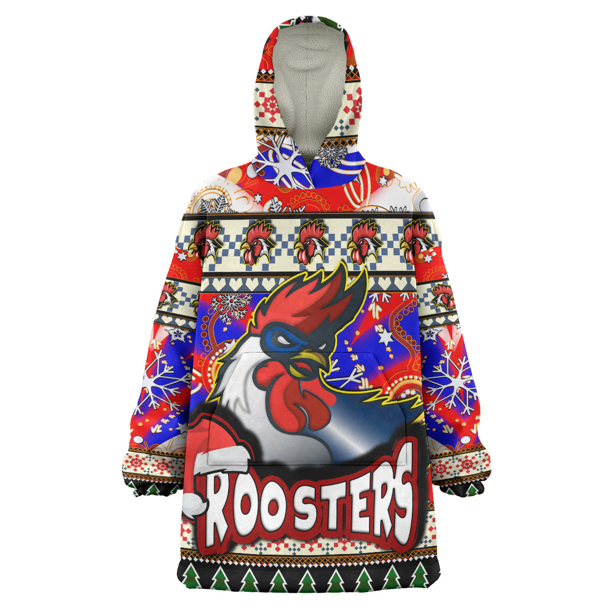 roosters-rugby-christmas-snug-hoodie-custom-xmas-roosters-christmas-balls-snowflake-with-aboriginal-patterns-wearable-blanket-hoodie