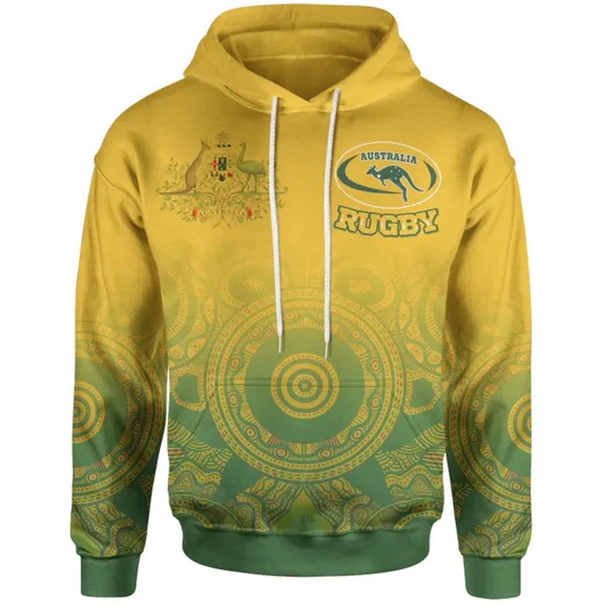 Wallabies Rugby Hoodie - Kangaroo and Coat Of Arms Hoodie RLT13