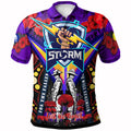 Storm Rugby Anzac Day Watercolour T-Shirt - Custom Remembrance Melbourne Storm With Poppy Flower RLT13