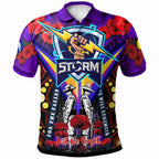 Storm Rugby Anzac Day Watercolour T-Shirt - Custom Remembrance Melbourne Storm With Poppy Flower RLT13