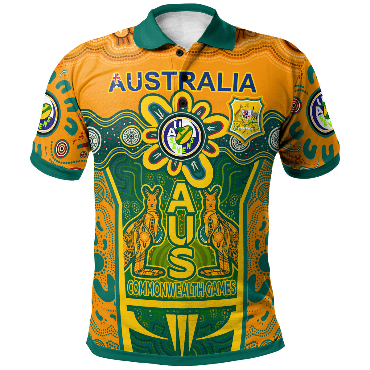 australian-rugby-sevens-mens-squad-polo-shirt-custom-aussie-7s-indigenous-commonwealth-games-with-australia-coast-of-arm-polo-shirt