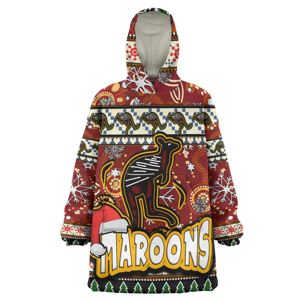 maroons-rugby-christmas-snug-hoodie-custom-xmas-maroons-christmas-balls-snowflake-with-aboriginal-patterns-wearable-blanket-hoodie