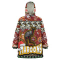maroons-rugby-christmas-snug-hoodie-custom-xmas-maroons-christmas-balls-snowflake-with-aboriginal-patterns-wearable-blanket-hoodie