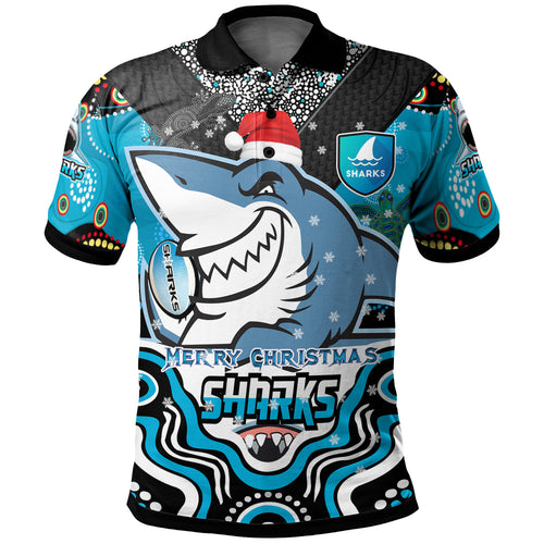 sharks-rugby-christmas-polo-shirt-custom-christmas-super-sharks-indigenous-polo-shirt