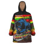 panthers-rugby-snug-hoodie-custom-panther-with-aboriginal-style-of-dot-painting-personalised-player-and-number-oodie-blanket