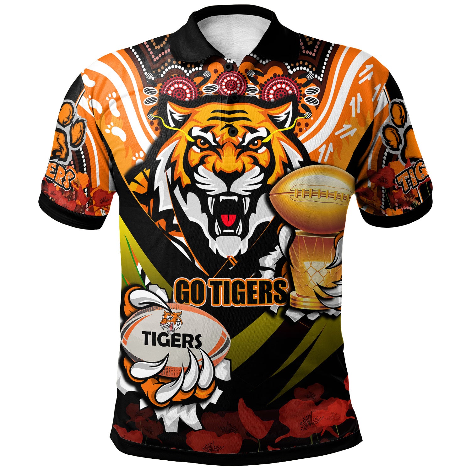tigers-premierships-rugby-polo-shirt-custom-go-tigers-champion-claw-scratch-aboriginal-culture-polo-shirt