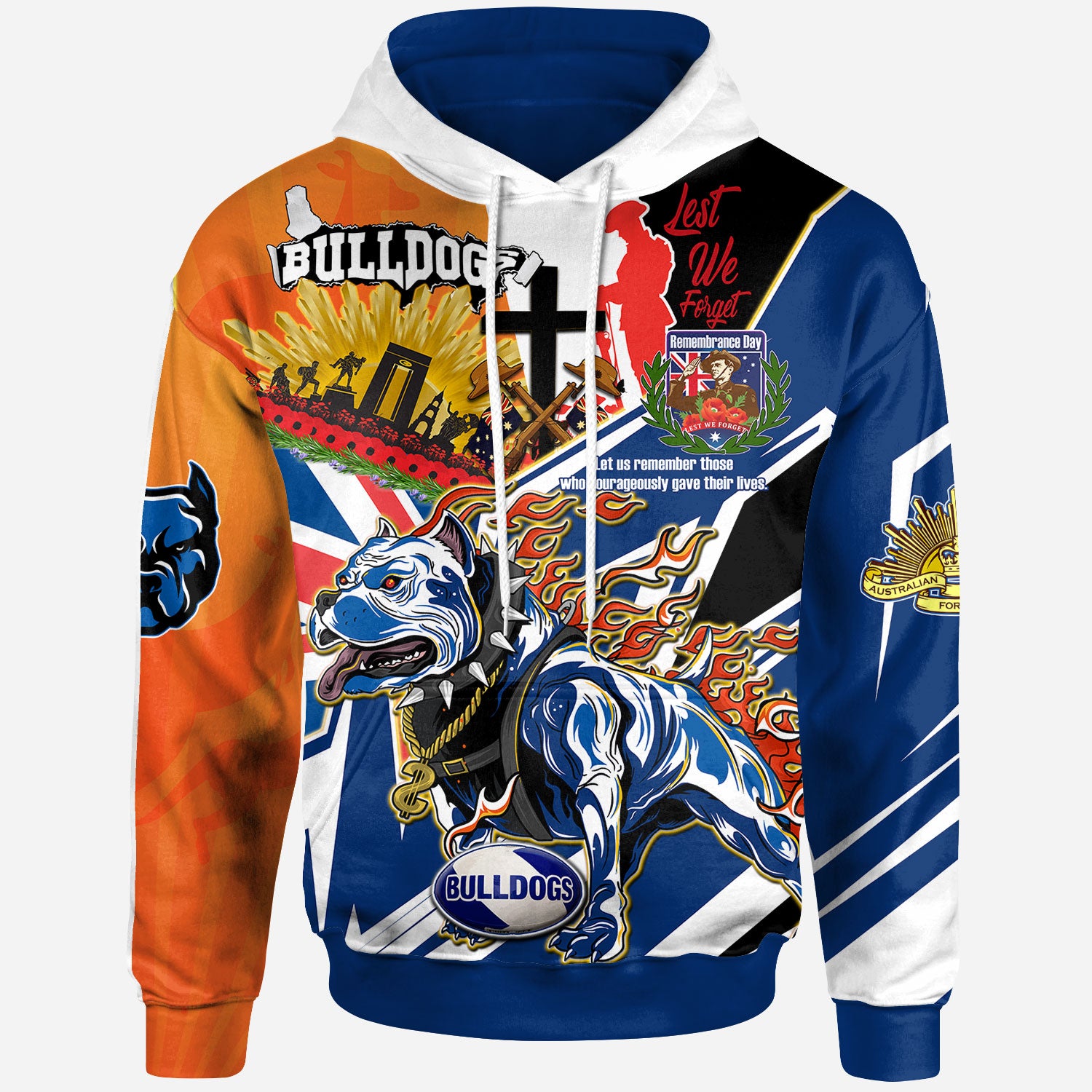 bulldogs-rugby-hoodie-custom-remembrance-bulldogs-anzac-quote-with-poppy-and-rosemary-hoodie