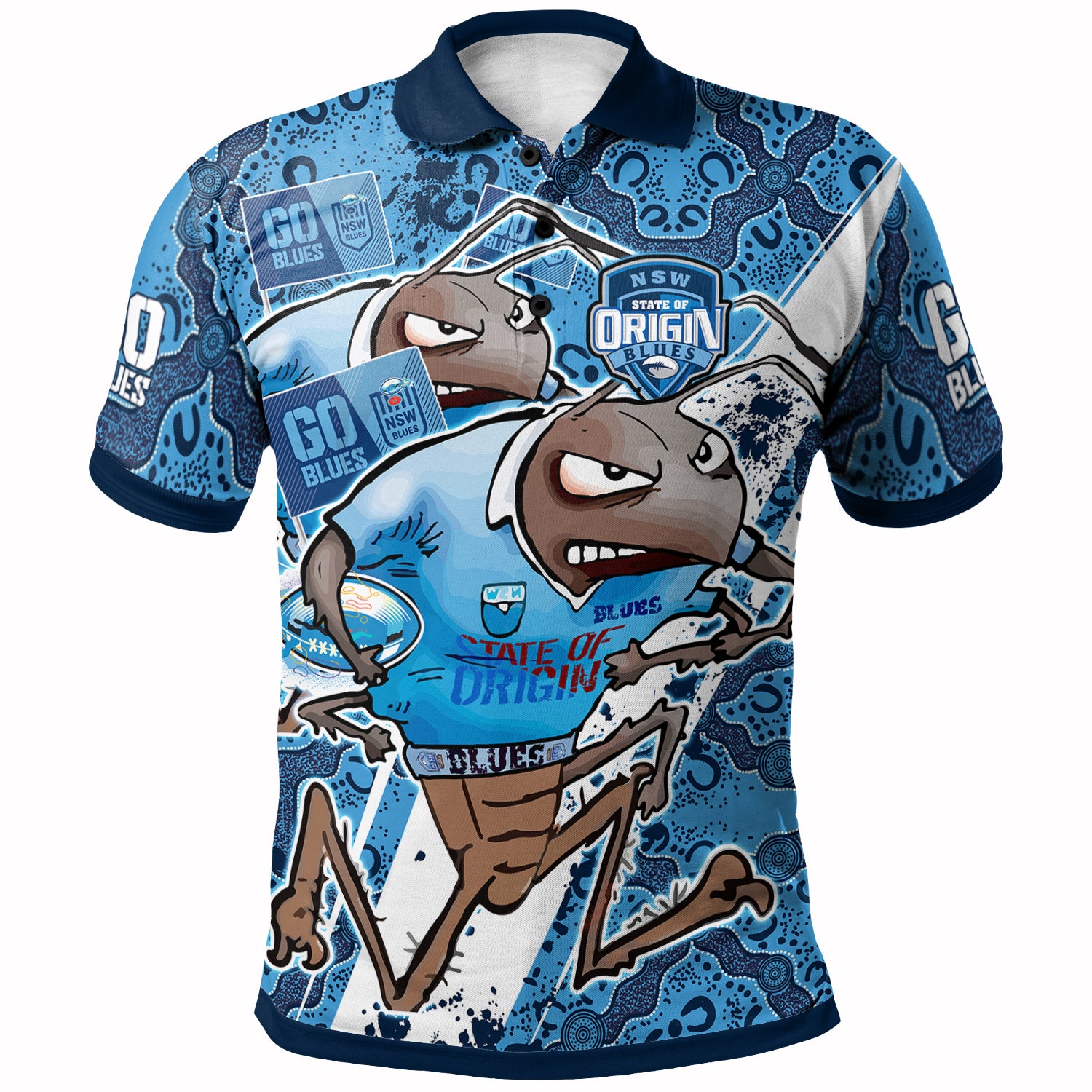 new-south-wales-rugby-league-team-polo-shirt-custom-nsw-blues-super-cockroaches-with-aboriginal-culture-state-of-origin-polo-shirt
