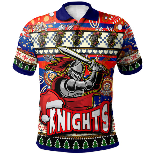 knights-rugby-christmas-polo-shirt-custom-xmas-knights-christmas-balls-snowflake-with-aboriginal-patterns-polo-shirt
