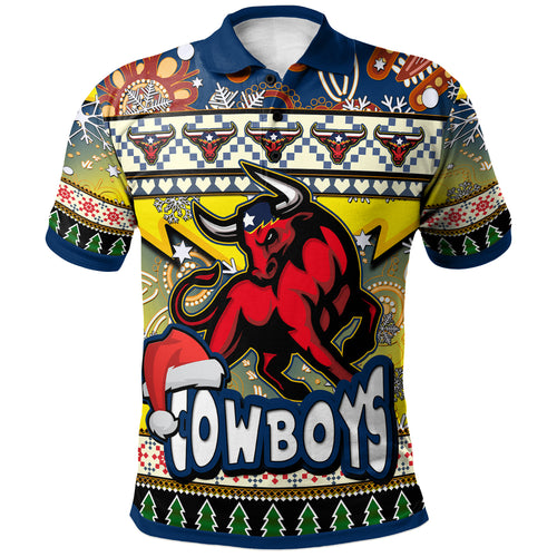 cowboys-rugby-christmas-polo-shirt-custom-xmas-cowboys-christmas-balls-snowflake-with-aboriginal-patterns-polo-shirt