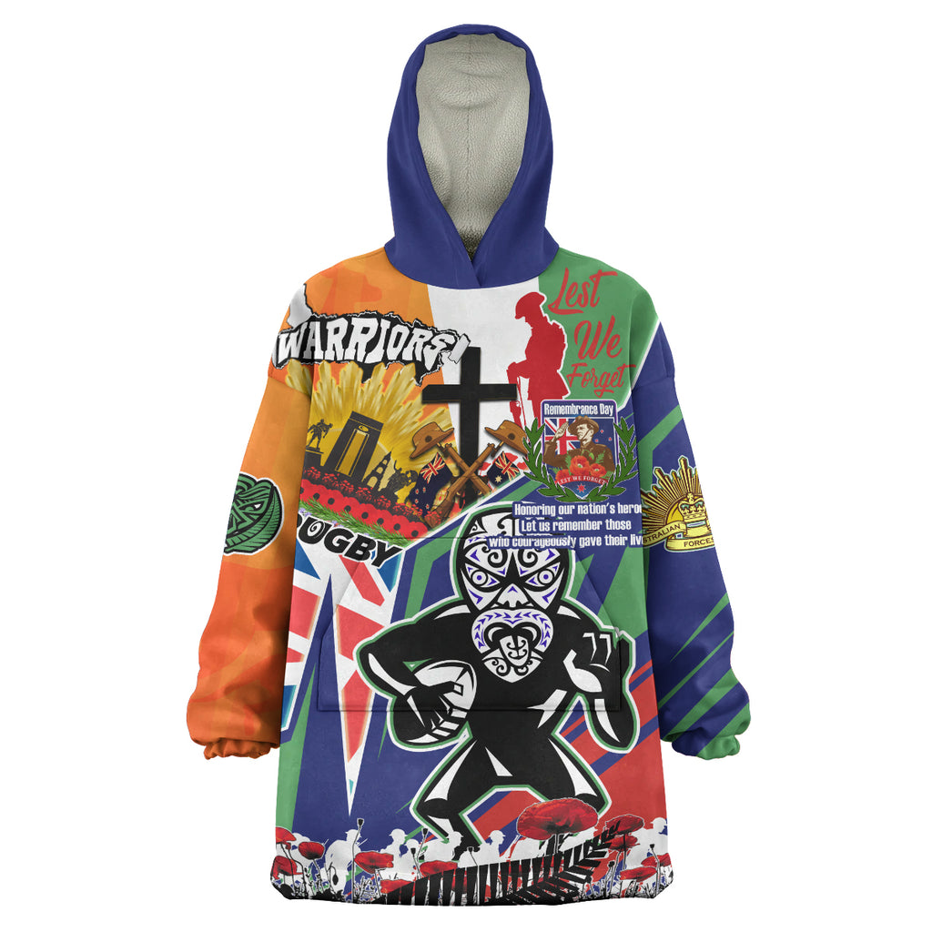 warriors-rugby-snug-hoodie-custom-remembrance-warriors-anzac-quote-with-poppy-and-rosemary-wearable-blanket-hoodie