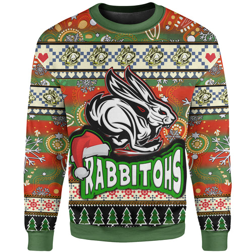 rabbitohs-rugby-christmas-sweatshirt-custom-xmas-rabbitohs-christmas-balls-snowflake-with-aboriginal-patterns-sweatshirt