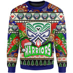 warriors-rugby-christmas-sweatshirt-custom-xmas-warriors-christmas-balls-snowflake-with-aboriginal-patterns-sweatshirt