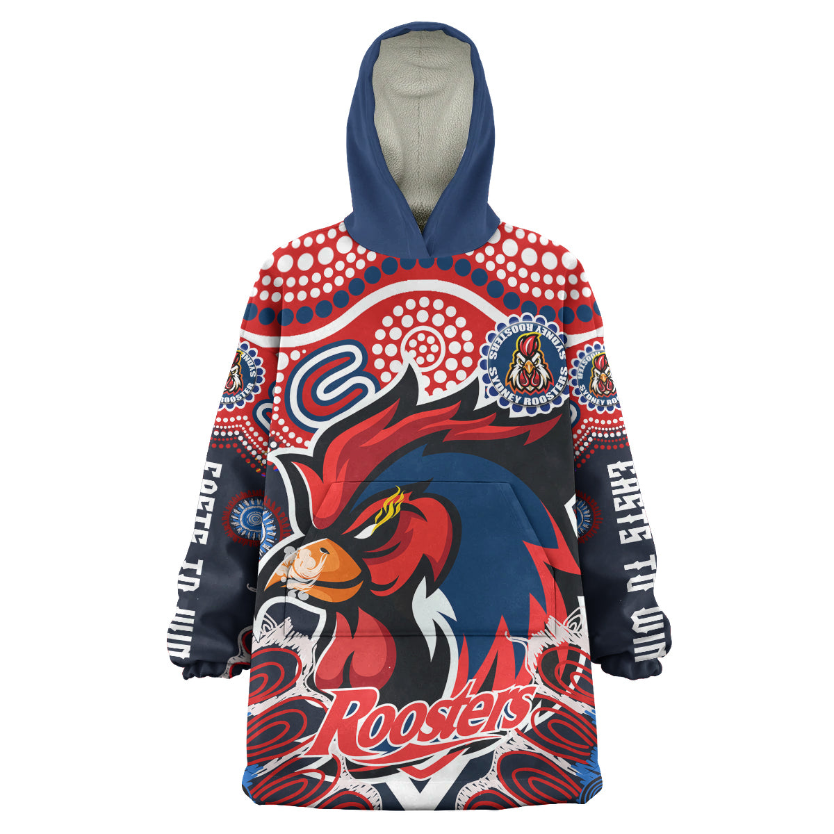 roosters-rugby-easts-to-win-snug-hoodie-custom-indigenous-sydney-roosters-with-aboriginal-patterns-wearable-blanket-hoodie