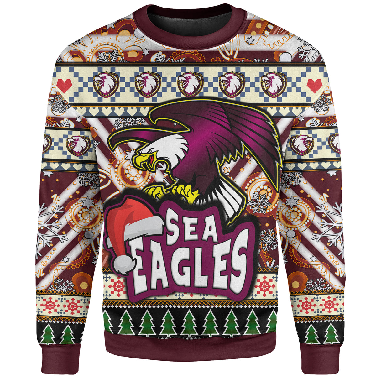 sea-eagle-rugby-christmas-sweatshirt-custom-xmas-sea-eagle-christmas-balls-snowflake-with-aboriginal-patterns-sweatshirt