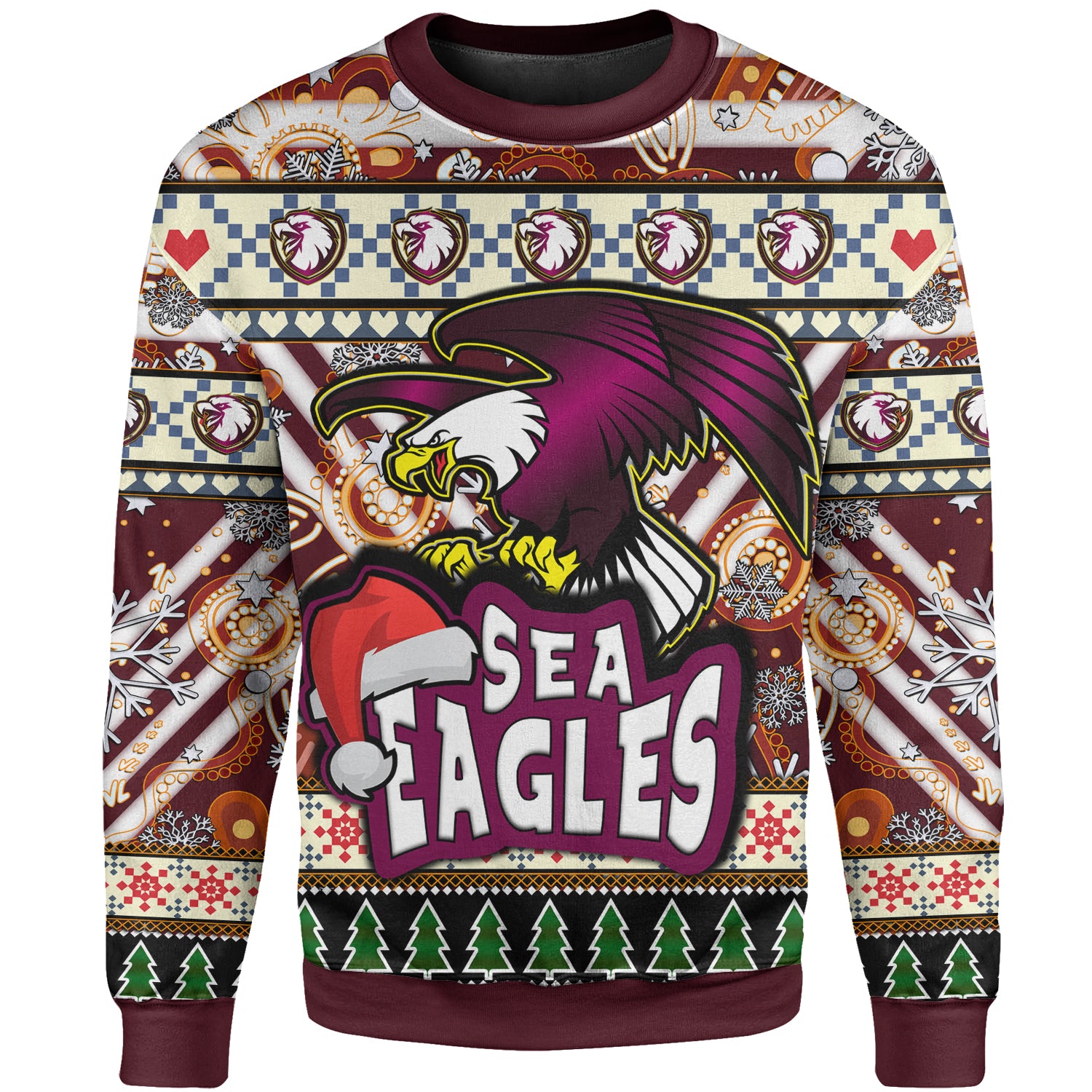 sea-eagle-rugby-christmas-sweatshirt-custom-xmas-sea-eagle-christmas-balls-snowflake-with-aboriginal-patterns-sweatshirt