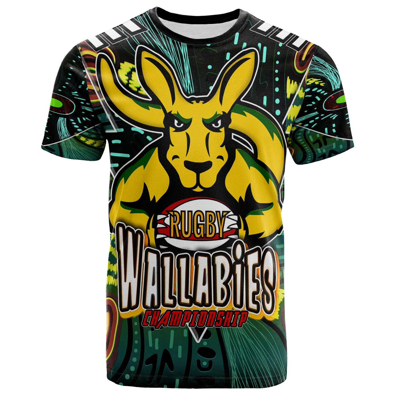 wallabies-rugby-t-shirt-custom-kangaroo-rugby-championship-sport-aboriginal-culture-personalised-player-and-number-t-shirt