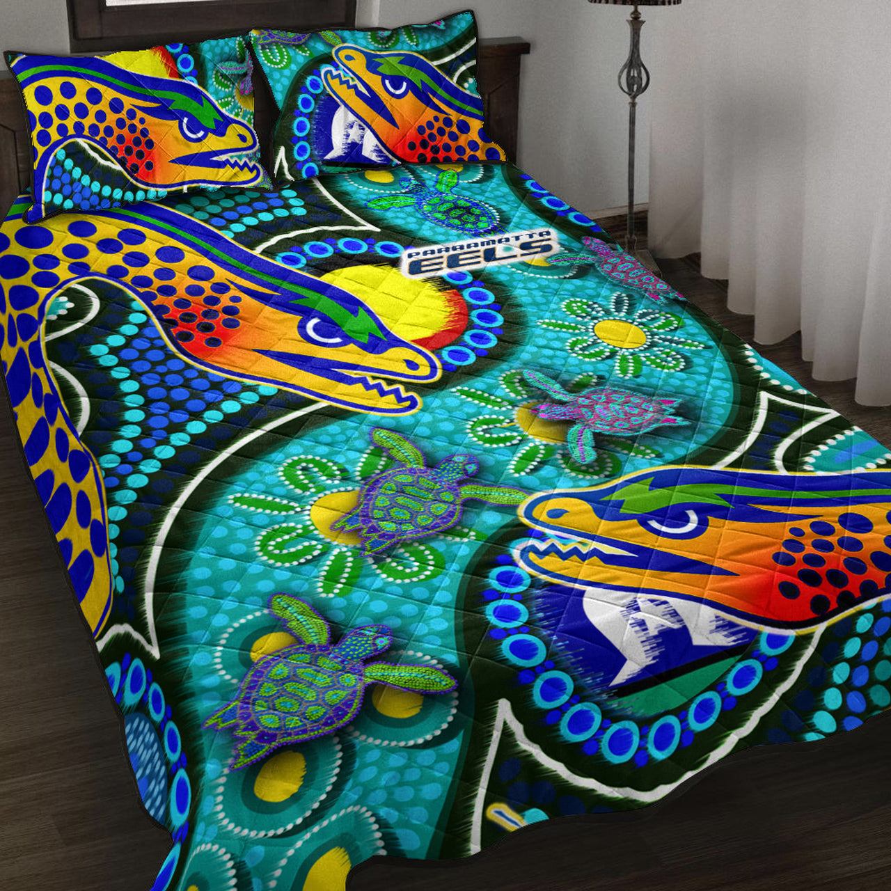 eels-rugby-quilt-bed-set-indigenous-eels-with-aboriginal-and-torres-strait-islander-flag