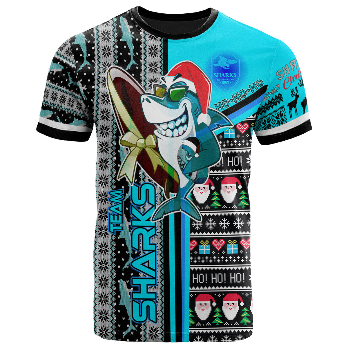 sharks-rugby-christmas-t-shirt-custom-sharks-surfrider-christmas-with-snowflakes-ho-ho-ho-t-shirt