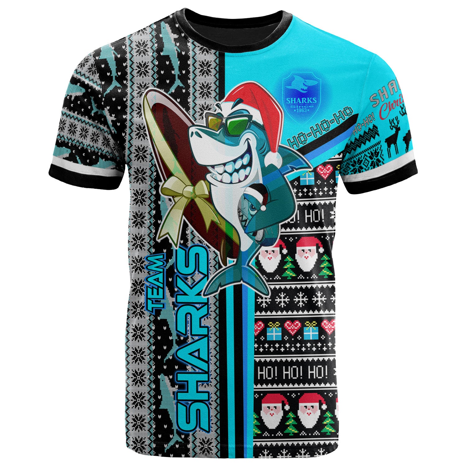 sharks-rugby-christmas-t-shirt-custom-sharks-surfrider-christmas-with-snowflakes-ho-ho-ho-t-shirt