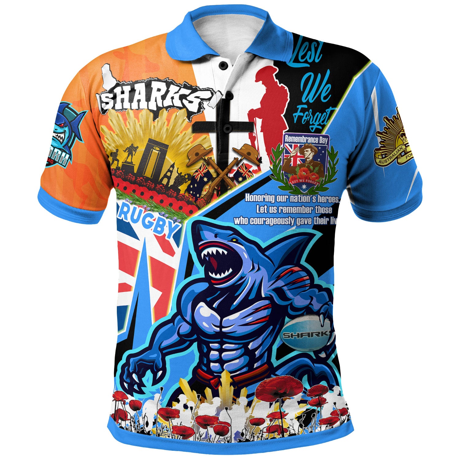 sharks-rugby-polo-shirt-custom-remembrance-sharks-anzac-quote-with-poppy-and-rosemary-polo-shirt