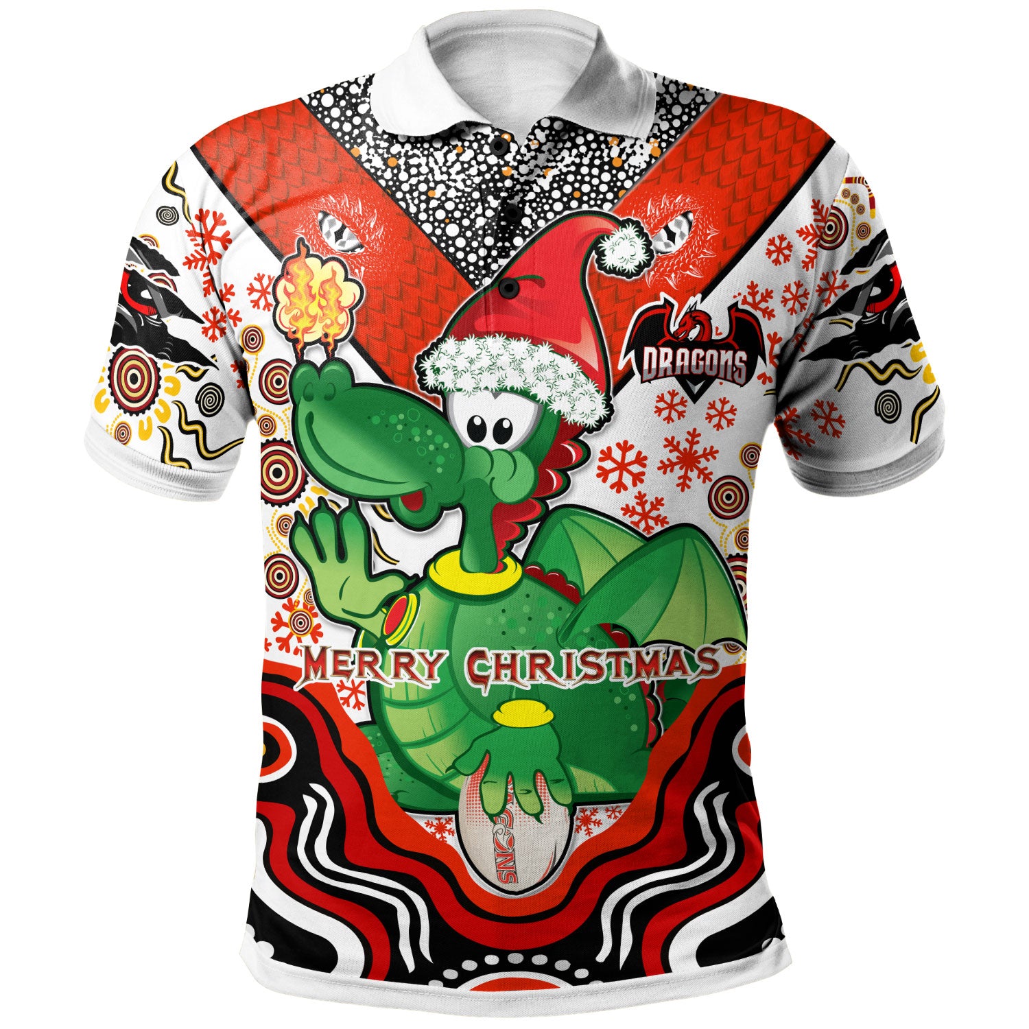 st-george-rugby-christmas-polo-shirt-custom-christmas-green-dragons-indigenous-polo-shirt