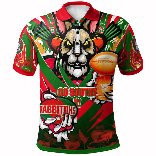 rabbitohs-premierships-rugby-polo-shirt-custom-go-rabbitohs-champion-claw-scratch-aboriginal-culture-polo-shirt