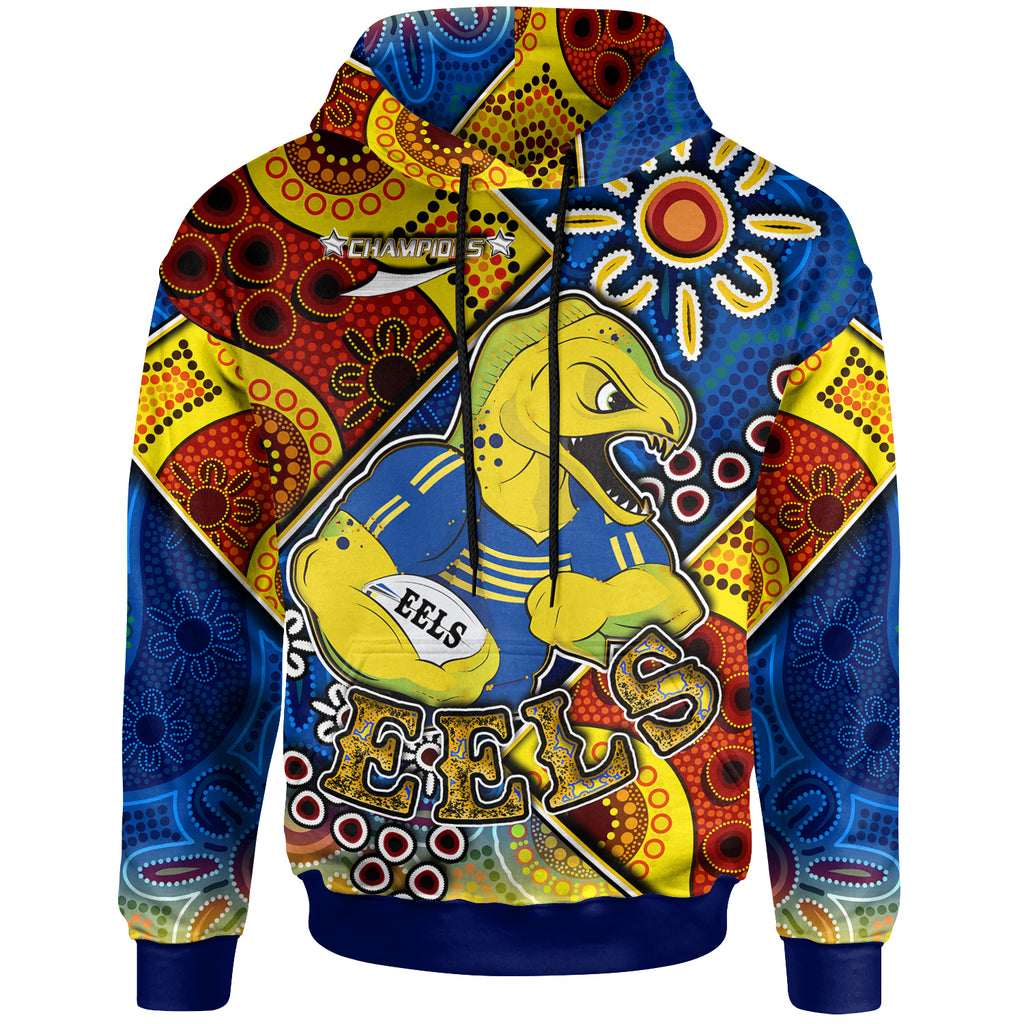 eels-rugby-hoodie-custom-eels-rugby-ball-with-aboriginal-art-personalised-player-and-number-hoodie