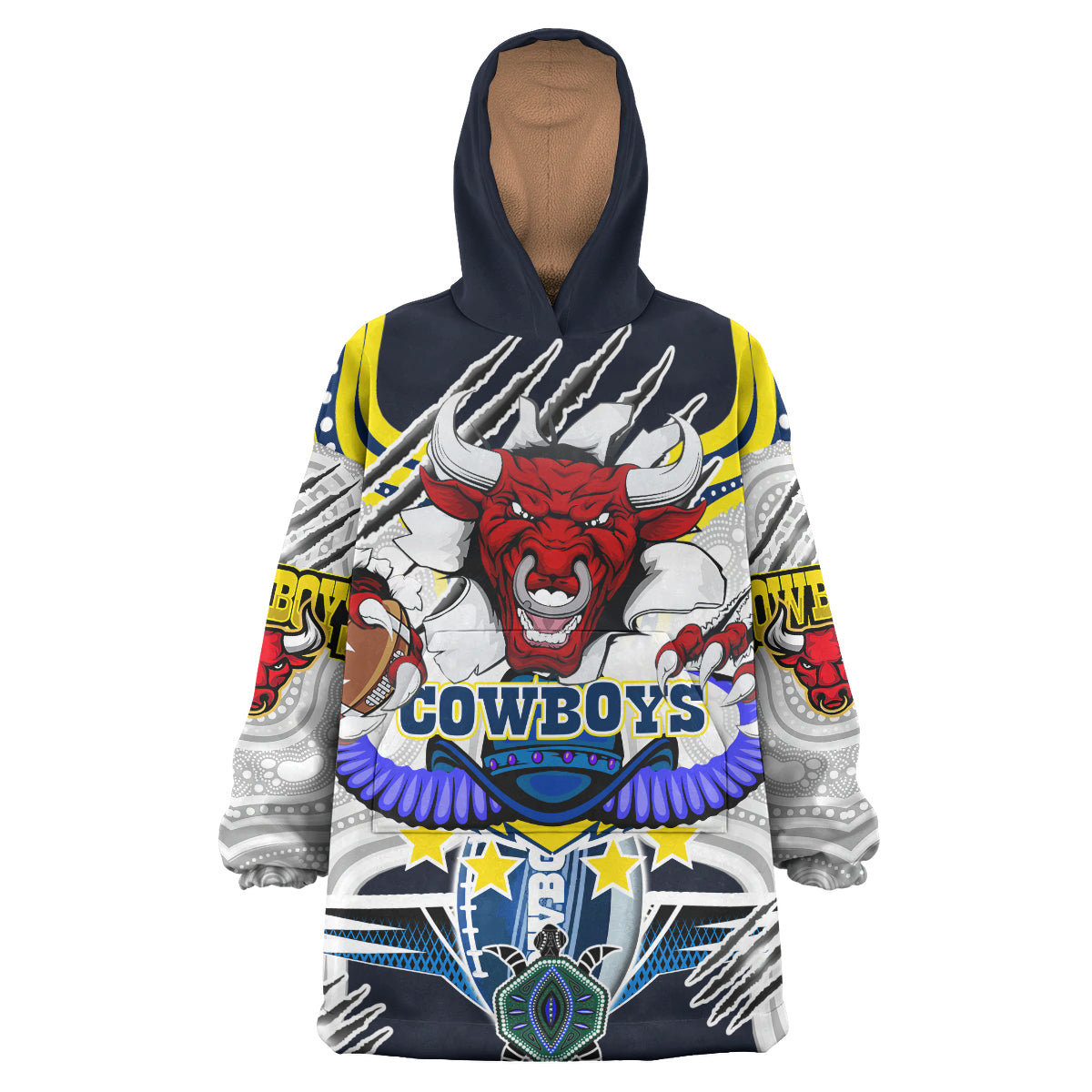 cowboys-aboriginal-rugby-snug-hoodie-indigenous-north-queensland-super-cows-with-sea-turtle-scratch-style-oodie-blanket