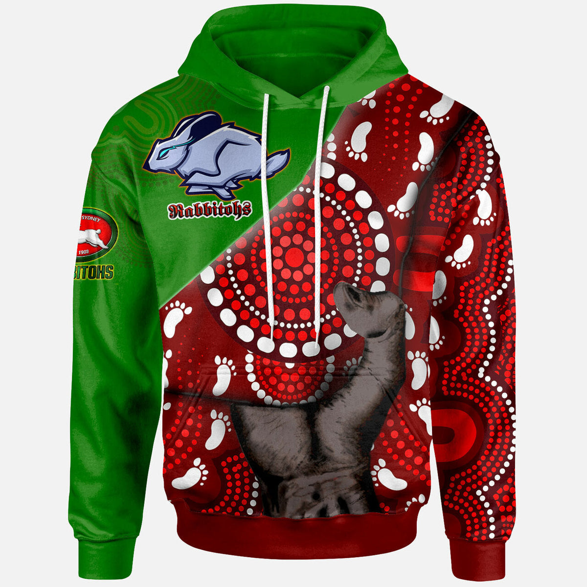 rabbitohs-rugby-aboriginal-custom-patronage-hoodie-south-sydney-rabbitohs-bloods-in-my-veins