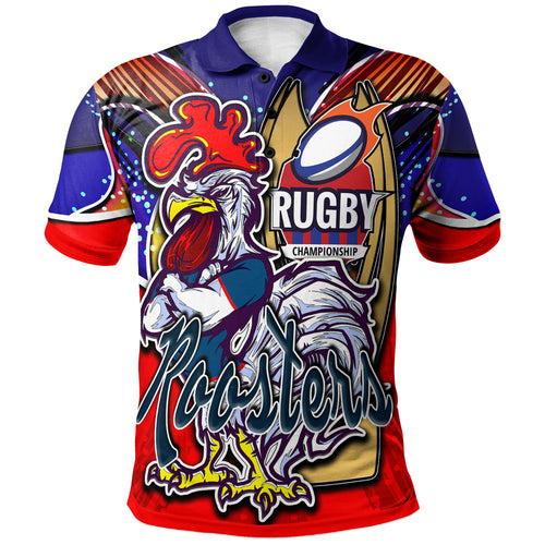 roosters-rugby-polo-shirt-custom-rooster-mascot-with-cup-nrl-grand-final-player-and-number-polo-shirt