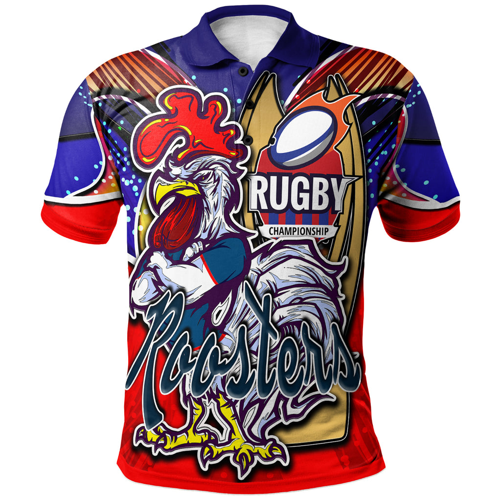 roosters-rugby-polo-shirt-custom-rooster-mascot-with-cup-nrl-grand-final-player-and-number-polo-shirt