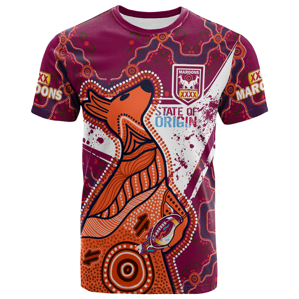 queensland-rugby-league-team-t-shirt-custom-queensland-maroons-kangaroo-state-of-origin-dot-art-painting-splash-t-shirt