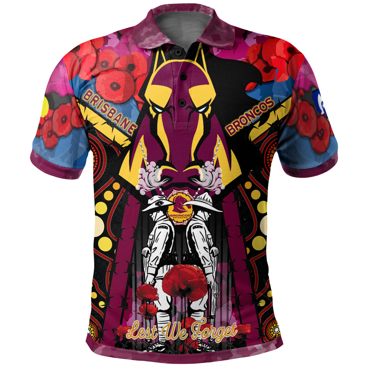 broncos-rugby-aboriginal-anzac-day-custom-polo-shirt-remembrance-indigenous-broncos-with-poppy-flower