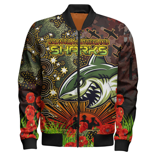 sharks-rugby-bomber-jacket-custom-anzac-sharks-with-remembrance-poppy-and-indigenous-patterns-bomber-jacket