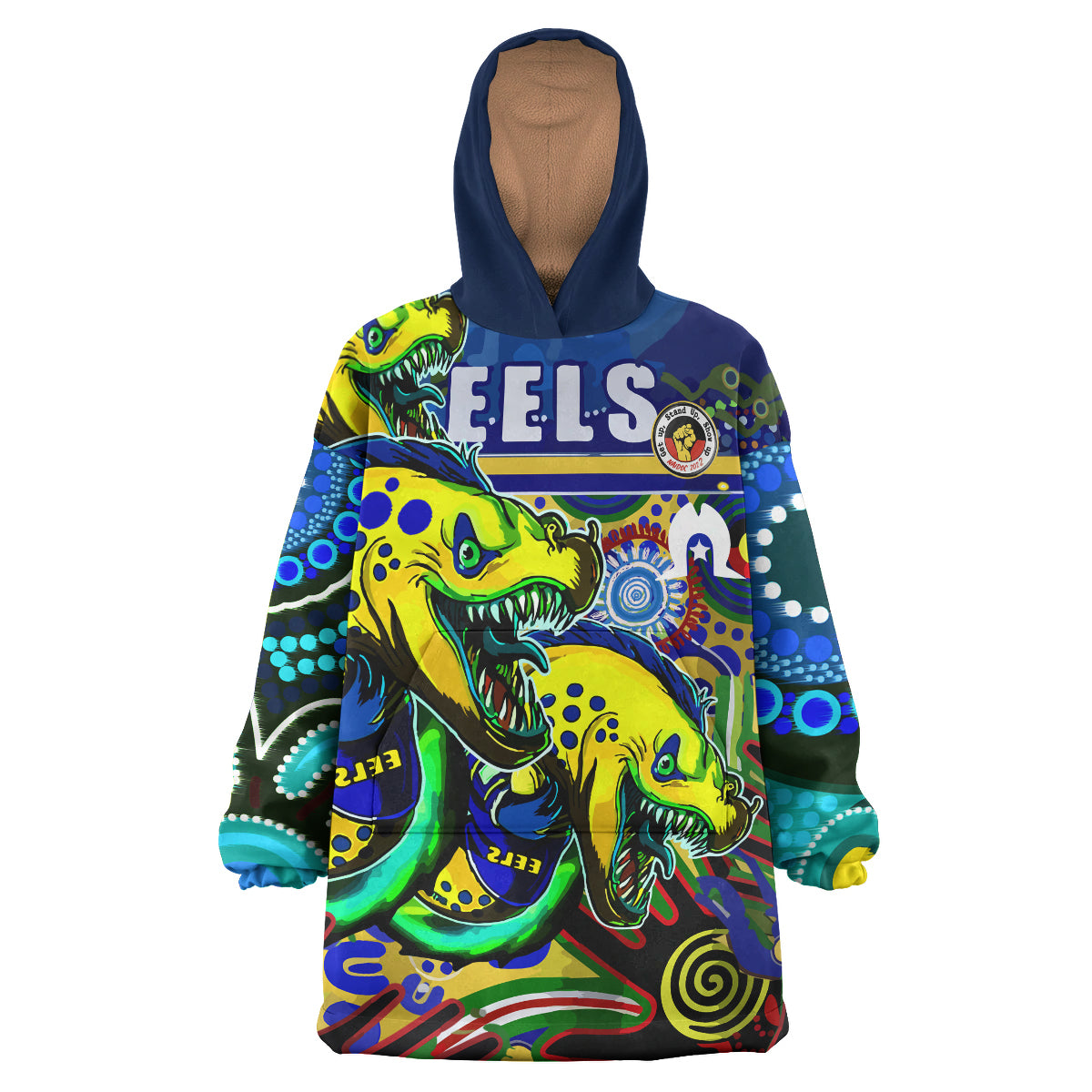 parramatta-eels-rugby-naidoc-week-snug-hoodie-eels-getting-up-standing-up-and-showing-up-oodie-blanket