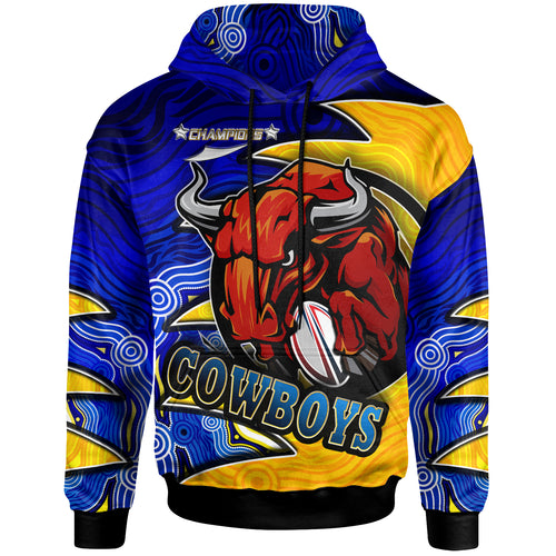 cowboys-rugby-hoodie-custom-bull-rugby-ball-with-aboriginal-style-pattern-personalised-player-and-number-hoodie