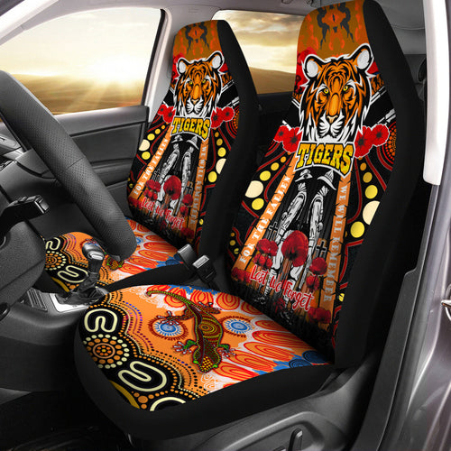 tigers-rugby-anzac-day-watercolour-car-seat-cover-custom-remembrance-west-tigers-with-poppy-flower