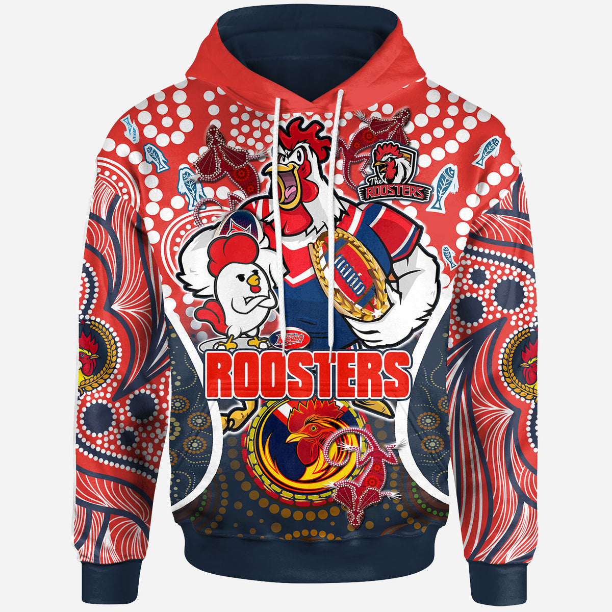 roosters-rugby-premierships-hoodie-custom-super-roosters-champion-with-aboriginal-art-personalised-hoodie