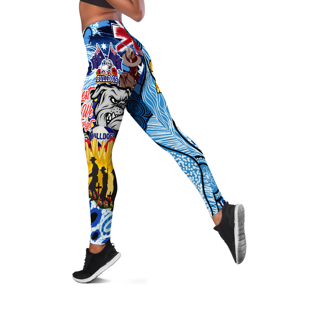 bulldogs-rugby-australia-and-nz-anzac-day-leggings-lest-we-forget-bulldogs-with-rugby-ball-and-aboriginal-patterns-leggings