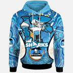 sharks-rugby-hoodie-custom-sharkies-mascot-with-aboriginal-art-personalised-player-and-number-hoodie