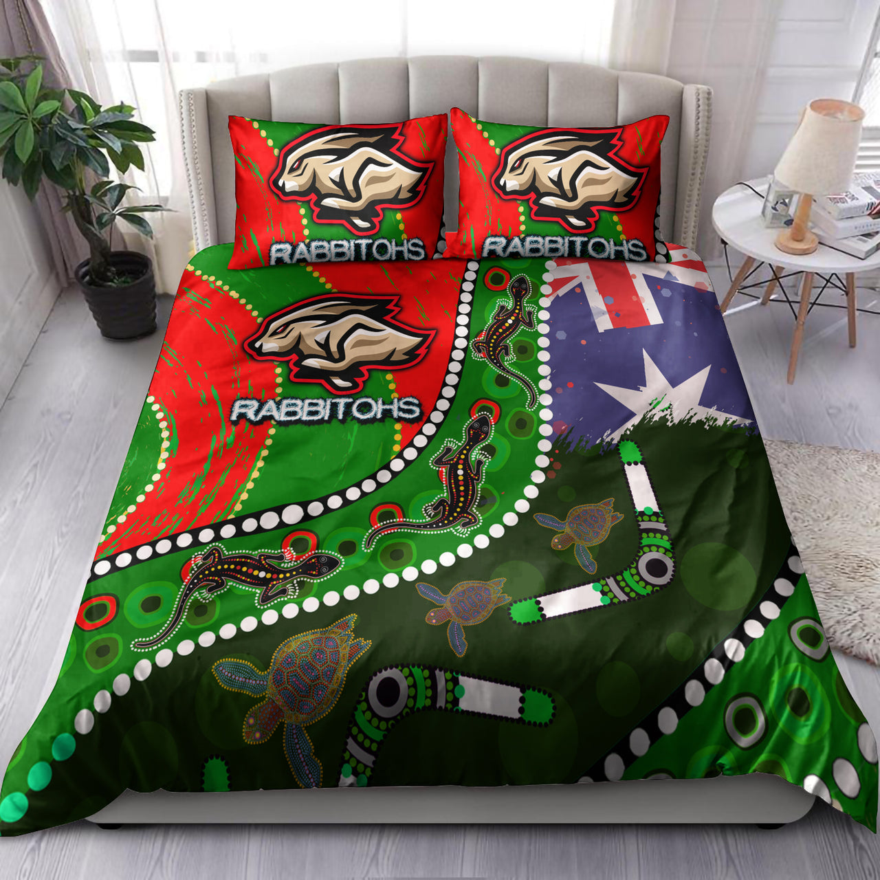 rabbitohs-aboriginal-rugby-custom-bedding-set-the-indigenous-bunniess-army