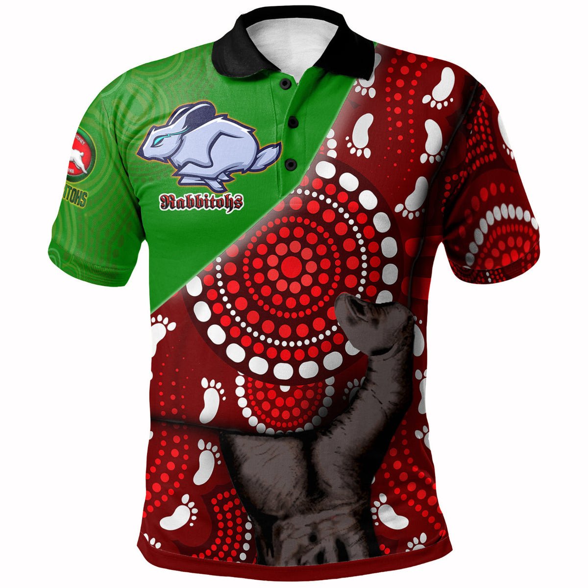 rabbitohs-rugby-aboriginal-custom-patronage-polo-shirt-south-sydney-rabbitohs-bloods-in-my-veins