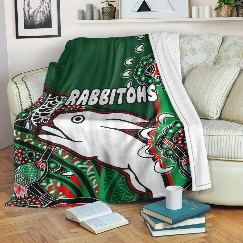 south-sydney-rabbitohs-rugby-custom-blanket-indigenous-dreaming-rabbitohs