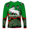 Rabbitohs Rugby Aboriginal Art Long Sleeve Shirt - LT12