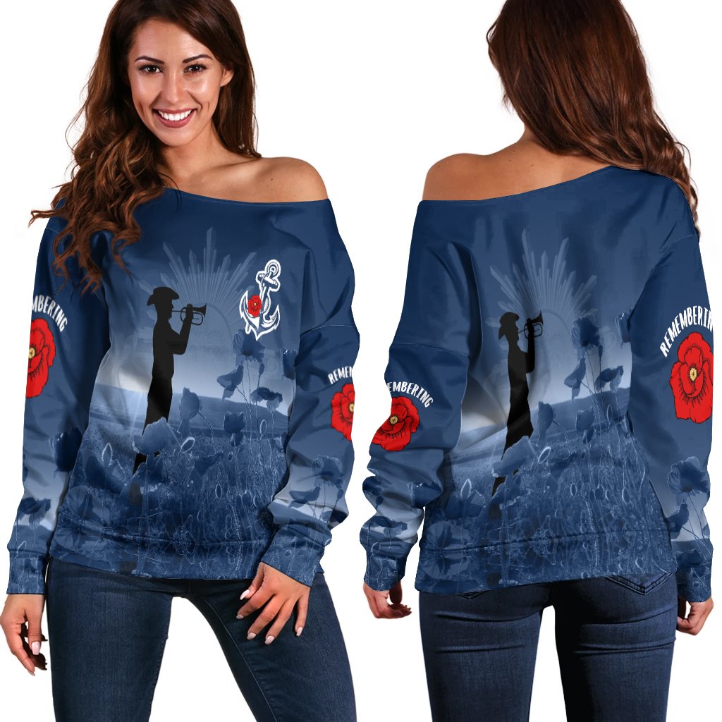 Australia Navy Anzac Women's Off Shoulder - Remembering Our Heroes - Vibe Hoodie