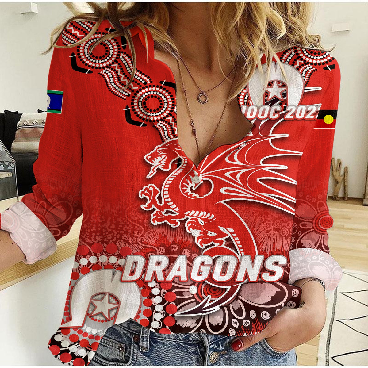 Dragons Rugby NAIDOC 2022 Aboriginal Women Casual Shirt