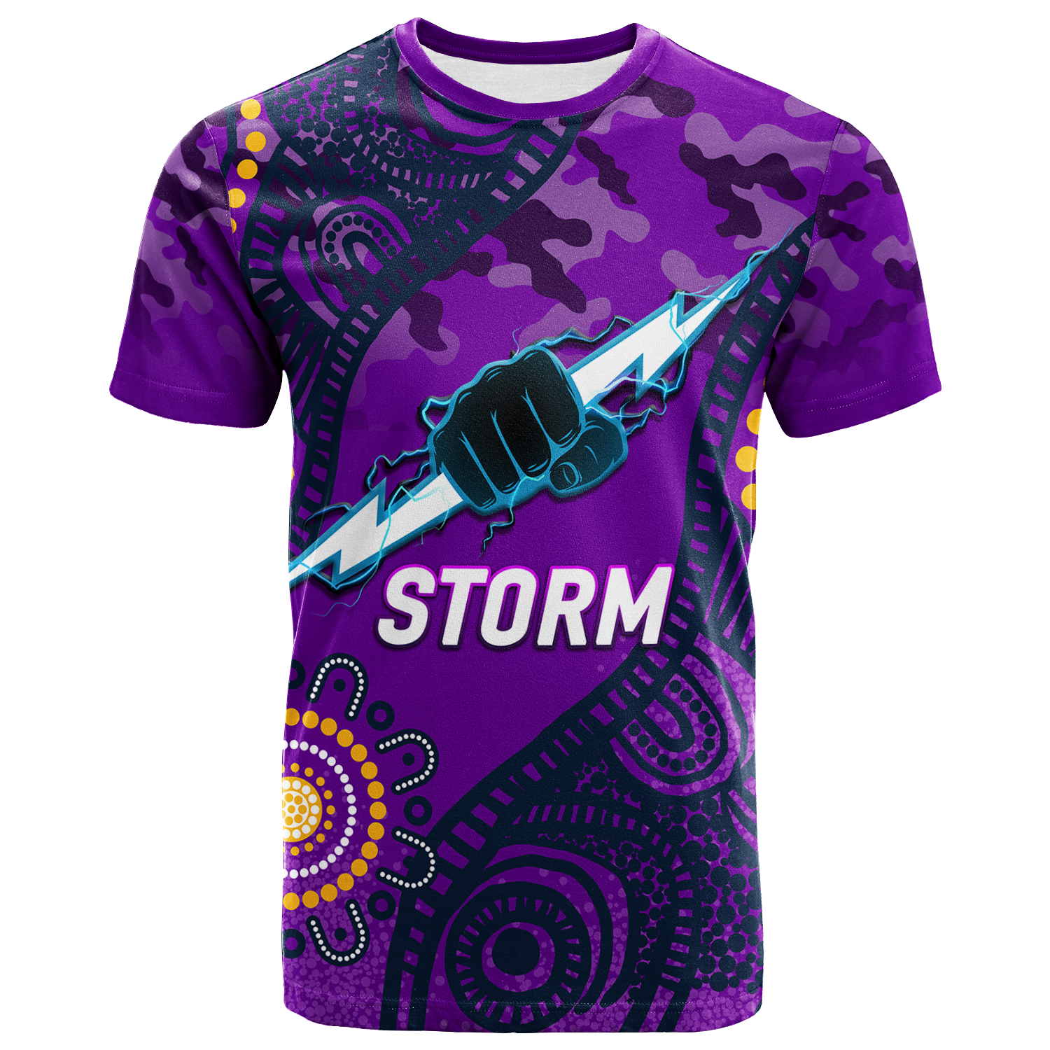 (Custom Personalised) Storm Rugby ANZAC Day Camouflage Indigenous Art T-Shirt - LT12