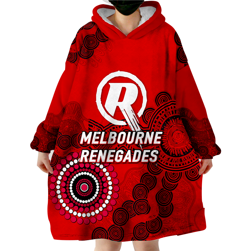 (Custom Personalised ) Melbourne Renegades Aboriginal Art Cricket 2022 Wearable Blanket Hoodie